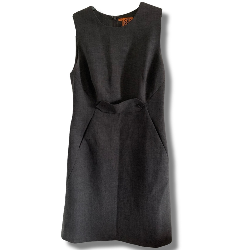 Tory Burch Wool Blend Sheath Sleeveless Charcoal Dress Size 2